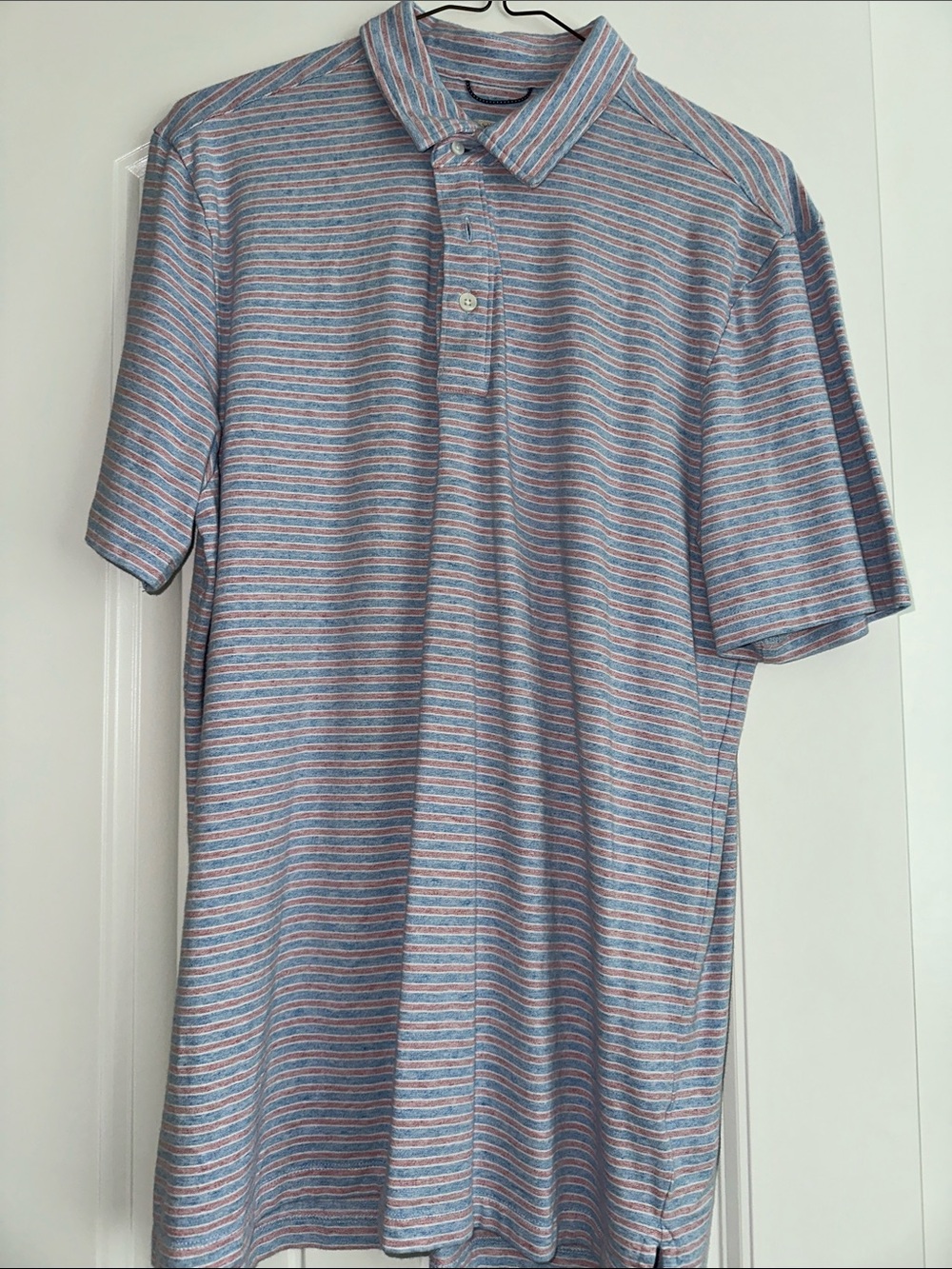 Faherty Striped Blue & Red Men's Polo Shirt M